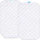 Waterproof Bassinet Mattress Pad Cover Compatible with ANGELBLISS Baby Bassinet, 2 Pack, Ultra Soft Surface, Breathable and Easy Care