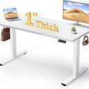 White 60x28 in Electric Standing Desk, 1 Inch Thick Tabletop
Double Beam Frame, Holds 220lbs, Sit Stand, 3 Memory Height Adjustment, Extra Deep Table Top, White Frame