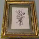 Gold Framed Wall Art Vintage Flower Sketch Wall Art Antique Sage Green Botanical Wall Decor Picture Dark Green Floral Drawing Poster Print for Bedroom Living Room 9x11in