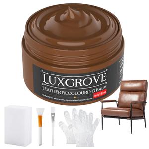 LUXGROVE Medium Brown Leather Recoloring Balm, Leather Repair kit for Vinyl Furniture, Leathers Dye Paint for Faded & Scratched Leathers Couches, Car Seats, Shoes, Bag, Chair (50ml)