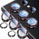 Uyiton for Samsung Galaxy S24 Ultra Camera Lens Protector - [Case-Friendly][Not Easy to Break] Military-Grade Tempered Glass with Aluminum Metal Rear Camera Screen Cover - Black+Red (6.8 inch)