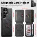 JCGOOD Magnetic Case for Samsung Galaxy S25 Ultra with 2in1 Detachable Card Holder, Military Protection, Flip Kickstand, Compatible with MagSafe &Wireless Charging, Brown Leather Phone S25Ultra Cover