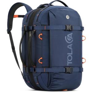Tolaccea Travel Backpack for Men Women, 40L-50L Carry On Backpack with Wet Dry Compartment, Flight Approved Laptop Daypack Fits 15.6", Convertible Expandable Large Rucksack Duffel Bag for Work Travel (Blue)