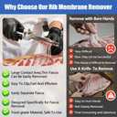 2026 Upgraded Rib Membrane Remover Thickened Stainless Steel, Rib Scraper with Ergonomic Full-Rubber Grip, Dishwasher Safe, Membrane Removal Tool with 2PCS Gloves, for Easy Meat Preparation