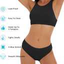 Beautikini Period Swimwear Menstrual Two Piece Swimsuit Leakproof Bikini Sets Sporty Bathing Suit for Teen Girls (Black) XXS
