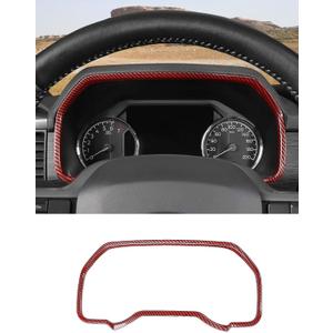 Savadicar Red Carbon Fiber Interior Accessories - Instrument Panel Bezel Trim Cover for Ford F150 (2021-present) - Premium Texture Interior Decor Upgrade Option, 1 PC