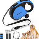 Retractable Dog Leash with Chew Proof Cable, 26Ft Heavy Duty Dog Leash for Medium Large Dogs up to 110lbs, 360 No Tangle, One-Handed Brake (Blue)