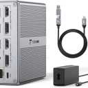 DisplayLink Docking Station Dual Monitor 4K@60HZ for MacBook, Windows, TobenONE Universal Mac mini M4 Dock with 2 HDMI & 2 DP, 65W Power Delivery, 7 USB, USB-C 3.1, Ethernet, SD/TF