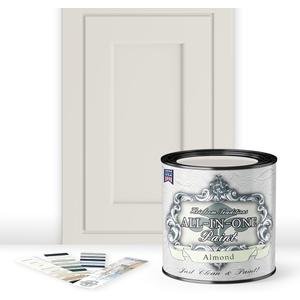 ALL-IN-ONE Paint by Heirloom Traditions, Almond (Neutral White), Quart - Durable cabinet and furniture paint. Built in primer and top coat, no sanding needed. Includes our 30 featured color card.