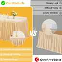 6 Pack Dark Champagne Tablecloths for Rectangle Tables 8ft, Wrinkle Resistant Champagne Table Cover Fitted Stretch Table Cloth with Pleated Ruffle Skirts for Party Banquet Dining Birthday Wedding, 96" x 30"