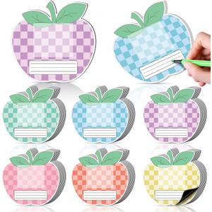 Sabary 48 Pcs Pastel Apple Magnetic Name Tags with Photo Space 4.7'' X4.7'' Reusable Dry Erase Labels Photo Nameplates Thickened Magnetic Back Name Plate Sticker for Locker Whiteboard Office Supplies