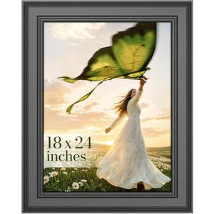 18 x 24 Poster Frame Black, 2-Inch Wide Border Poster Frames 18 x 24 with Black Backboard, 18x24 Frame