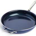 Blue Diamond Cookware Diamond Infused Ceramic Nonstick, 14" Large Frying Pan with Helper Handle, PFAS-Free, Dishwasher Safe, Oven Safe, Blue (14" Frying Pan Skillet)