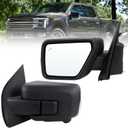 Left Driver Side Mirror Compatible With 2021-2026 Ford F150 With Manual Folding Power Glass Heated Blind Spot Turn Signal Light Matte Black Replace#ML3Z17683TA (9Pins)