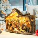 Taman Nativity Set with LED Light - Resin Figurines Tabletop Nativity Scenes Xmas Gifts Collectibles for Christmas Holiday Decorations