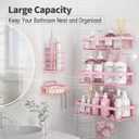 Liuoud 5 Pack Shower Caddy Organizer Rack Shelf for Inside Shower, Adhesive Bathroom Wall Storage Basket Rustproof Stainless Steel Shampoo Holder, Girly Bathroom Accessory Decor Set, Pink