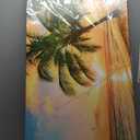 Beach Wall Art for Living Room Ocean Canvas Wall Decor for Home Tropical Palm Tree Picture for Wall Coastal Painting for Bedroom Gold Sunset Art Print for Bathroom Office Decoration (40"L x 20"W)