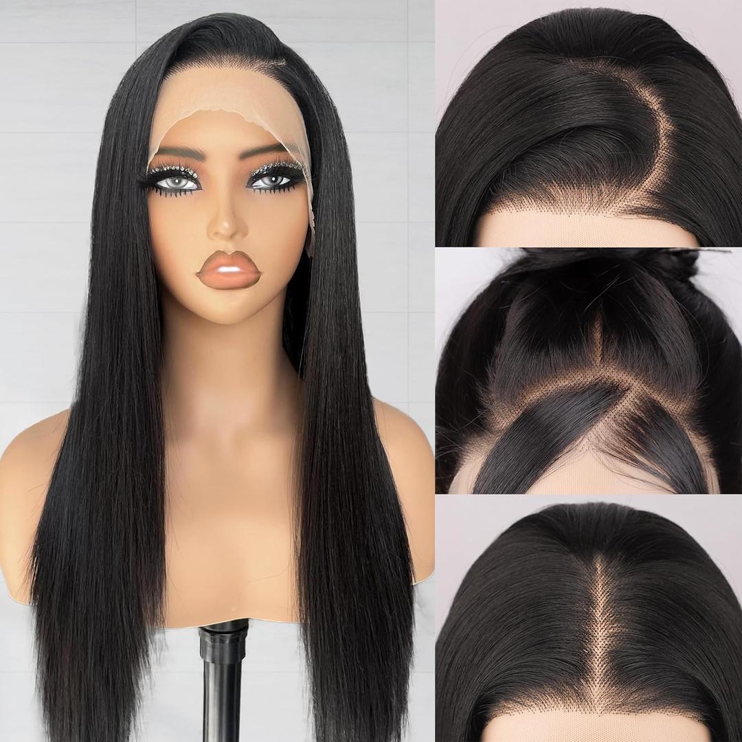 BLL Synthetic Lace Front Wig,13x4 Lace Wig Pre-Plucked Long Straight Glueless 1B Black Wigs For Black Women 26inch Ready to Wear Wigs Beginner Friendly