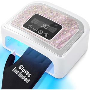 Aedavey Cordless Nail Lamp, Rechargeable UV Nail Lamp for Gel Nails, LED Nail Lamp with 4 Timer Modes, Gel Nail Light Decorate with Sparkling Nail Rhinestones Diamond (Sparkly Diamond and White)