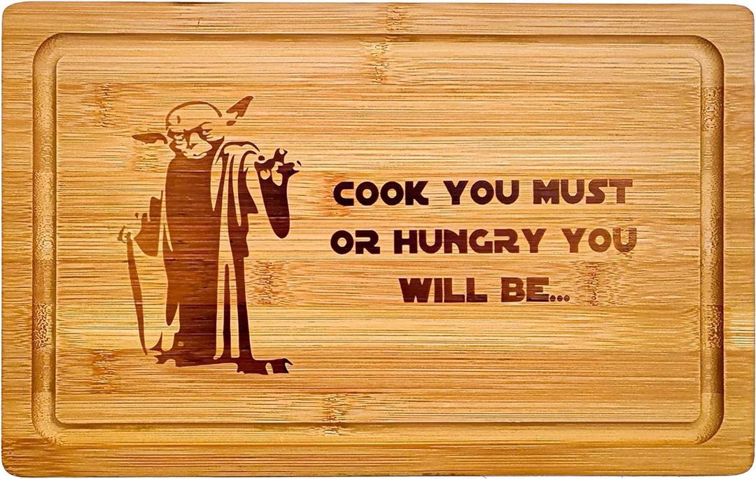 Cook You Must or Hungry You Will Be 15'' x 9.4'' Chopping Board