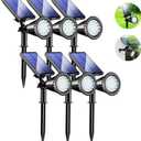 KEV 800 Lumens Solar Spot Lights, 18 LED Outdoor Flood Lights with 2 Modes & Adjustable, IPX65 Waterproof, Spotlights for Driveway/Backyard/Patio Landscape/Tree/Garage (Cool White, 6 Pack)