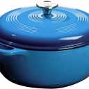 Lodge Essential Enamel Cast Iron Dutch Oven 6 Quarts - Perfect for Bread Baking, Braising, Marinating & Slow Cooking, Features Moisture-Sealing Lid & Dual Handles, Kitchen Essentials, Caribbean Blue