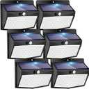 [6 Packs] Solar Lights Outdoor Motion Sensor Solar Security Lights Waterproof with 3 Lighting Modes Solar Powered Wall Lights Outside for Garden Fence Yard Deck (Black)