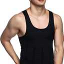 Odoland Mens 5 Pack Body Shaper Slimming Tummy Vest Thermal Compression Shirt Tank Top Shapewear (Black, XL)