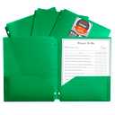 C-Line Two-Pocket Heavyweight Poly Portfolio Folder with Three-Hole Punch, Box of 25, Green (33933-25)