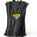 Zip Ties Heavy Duty, 【250 LBS 】100PCS 12 Inch High Load Cable Ties，Large Tensile Strength 0.5 Inch Width，Extra Large Wire Ties Adjustable Nylon Tie Wraps for Indoor Outdoor