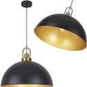 Matte Black Dome Pendant Light 19.68" Large Farmhouse Chandelier Adjustable Metal Hanging Lighting Fixture for Kitchen Island Bedroom Dining Room and Restaurant