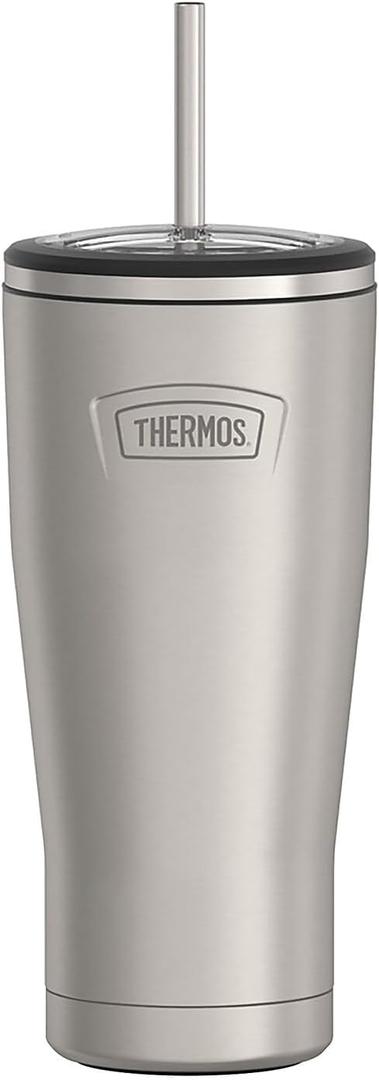 THERMOS ICON SERIES, Stainless Steel Cold Tumbler with Lid and Straw - 24 Ounce, Matte Stainless Steel - Vacuum Insulated Tumbler