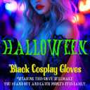 Latious Skull Long Finger Satin Gloves Black Skull Elbow Length Gloves Halloween Cosplay Costume Accessories for Women