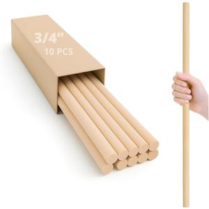 10PCS 3/4 x 36 Inch Birch Dowel Rods – Natural Wooden Sticks for Crafts Unfinished Craft Wood Smooth Round Wood Rods for DIY Projects Home Decor Educational Use