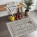 Washable Area Rug Non Slip - 2x3 Small Kitchen Boho Rug Vintage Entryway Low Pile Carpet for Doormat Black