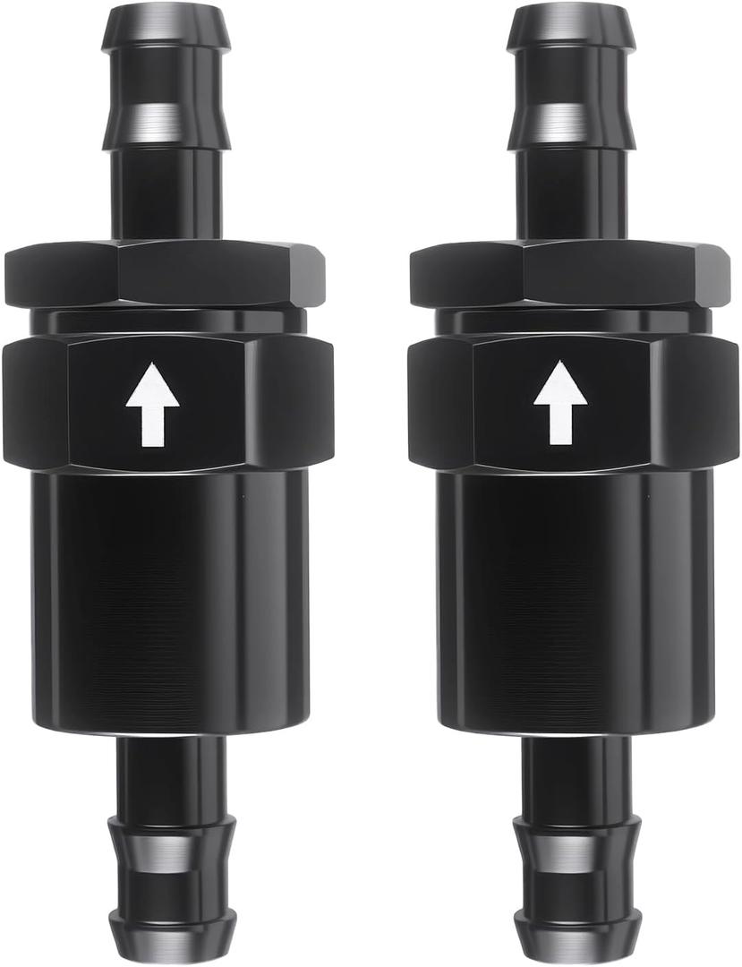 1/2" Billet Inline Fuel Filter 30 Micron Anodized Aluminum Black 2PCS