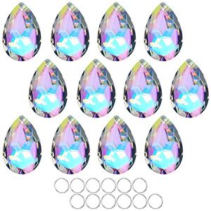 11 Pieces 50mm Crystal Prisms Chandelier Colorful Bauhinia Ornament Pendants Rainbow Maker Hanging Prisms for Wedding Party Tree Garlands Decoration DIY Jewelry