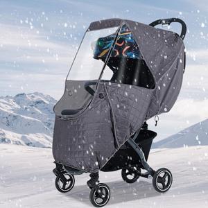 Baby Stroller Cold Weather Shield Winter Universal Windproof Stroller Rain Cover Protection Travel Baby Pram Rain Cover Pushchairs Accessories Dust Snow Protection Weather Shield for Outdoor (dark gray-thick)