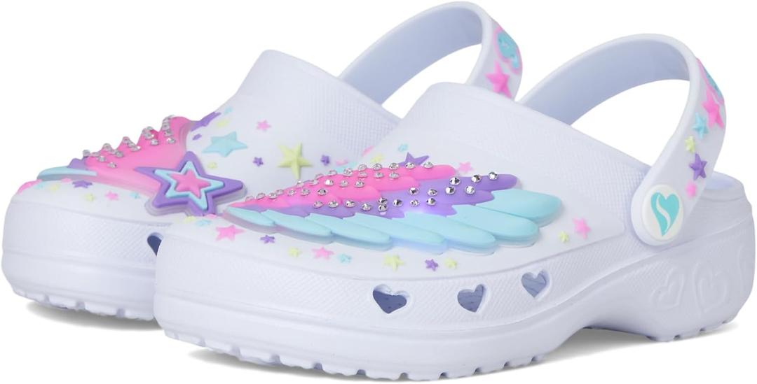 Skechers Girls Sweetheart Clog (2 Little Kid, White/Multi)