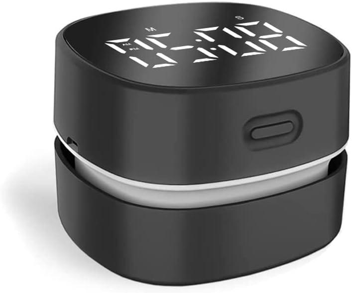 ODISTAR Counter Vacuum Cleaner,Mini Table dust Sweeper Energy with Digital Timer,Endurance up to 400 mins,360 Rotatable for Cleaning Rubber shavings,Crumbs Keyboard of Gifts for Kids(Black)