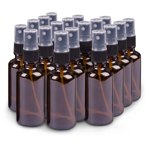 Small Amber Glass Spray Bottles For Essential Oils, 2oz Empty Fine Mist Mini Spray Bottles, Set of 16
