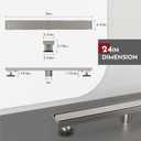 WEBANG 24 Inch Linear Shower Drain Rectangular Floor Drain with Accessories Reversible 2-in-1 Cover Tile Insert Grate Removable SUS304 Stainless Steel CUPC Certified Brushed Nickel