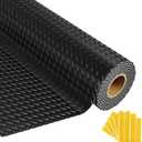 Grandroad auto 8x20 FT Garage Floor Mat, 2.8mm Thickened Flooring Roll for Under Car Diamond Plate PVC Rubber Mat with 20 Pcs Tapes, Non-Slip Floor Mat for Garage, Warehouse, Gyms, Trailer, Black