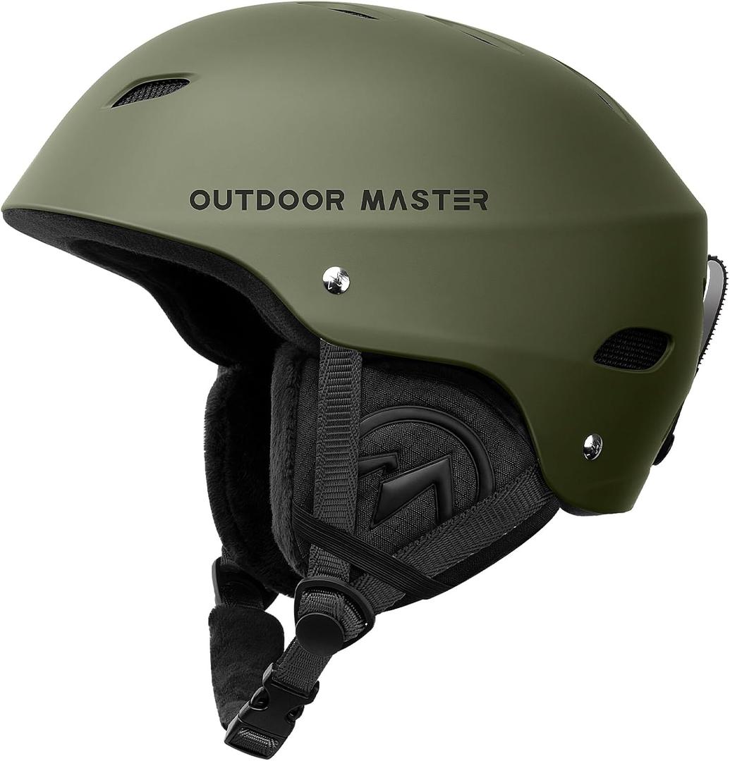 OutdoorMaster Kelvin Ski Helmet - Snowboard Helmet for Men, Women & Youth (X-Large, Army Green)
