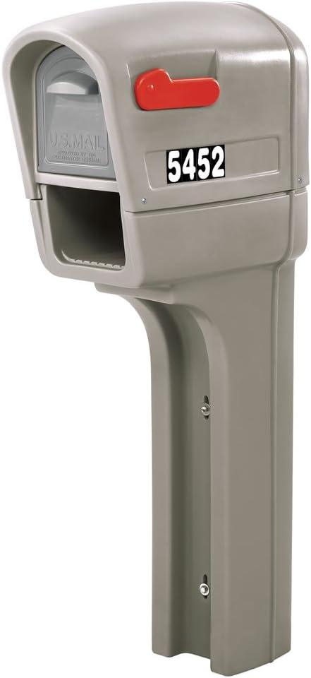 Step2 MailMaster Plus Mailbox & Post, Weather Resistant, Large Outdoor Mailboxes, Made of Durable Plastic, Easy to Install, Flag Included, Stone Gray