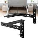 ruiru bro Headboard Brackets for Metal Bed Frame Adjustable Bed Headboard Brackets with Footboard Extension Kit Fit Twin/Full/Queen/King 2Pc Solid Steel (Black)