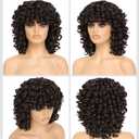 GKtineke 14Inch Curly Wig, Full Curls Wigs for Black Women Big Curly Wig Soft Fluffy Natural Synthetic Hair for Daily and Party (Dark Brown)
