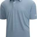 Esabel.C Jacquard Golf Shirts for Men Moisture Wicking Short Sleeve Performance Dry Fit Active Mens Polo Shirts (3X-Large, Grey Stripe)