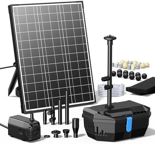 NFESOLAR Solar Water Fountain Kit, Pond Filter with 20W Solar Panel, 120 GPH Solar Water Pump, 4 Sprayers for Outdoor Pond 120-300 Gallons, Fish Tank and Garden Water Features N3212
