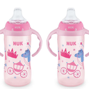 NUK Learner Cup, 8+ Months, Fun Fruits and Animals,  Exclusive Collection, 10 Oz, Pack of 2, BPAFree, Soft Spout, Spill Proof Sippy Cup